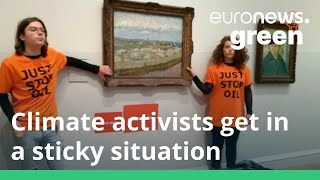 Why did climate activists in London and Glasgow glue themselves to famous works of art this week?