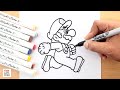 Aprende a dibujar a MARIO BROS Corriendo: Tutorial de dibujo y pintura paso a paso con marcadores