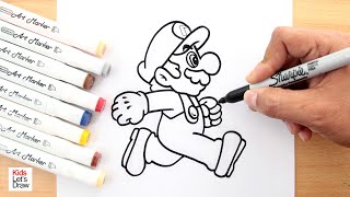 Aprende a dibujar a MARIO BROS Corriendo: Tutorial de dibujo y pintura paso a paso con marcadores