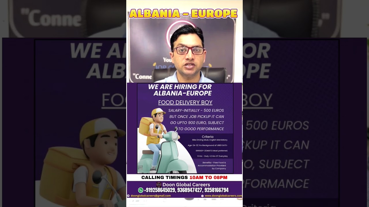 Hiring For Albania Europe | Food Delivery Boy | Work Visa | Easy Selection