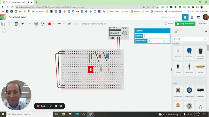 Resistors and LEDs in TinkerCad