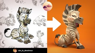 Zebra 2D Sketch to 3D Sculpt on iPad Pro! | Nomad Sculpt Timelapse screenshot 4