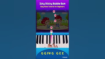 Thumbnail of Easy Piano Song for Kids 🎹 | “Icky Sticky Bubble Gum” Game Version Tutorial #JunyTony #piano #shorts