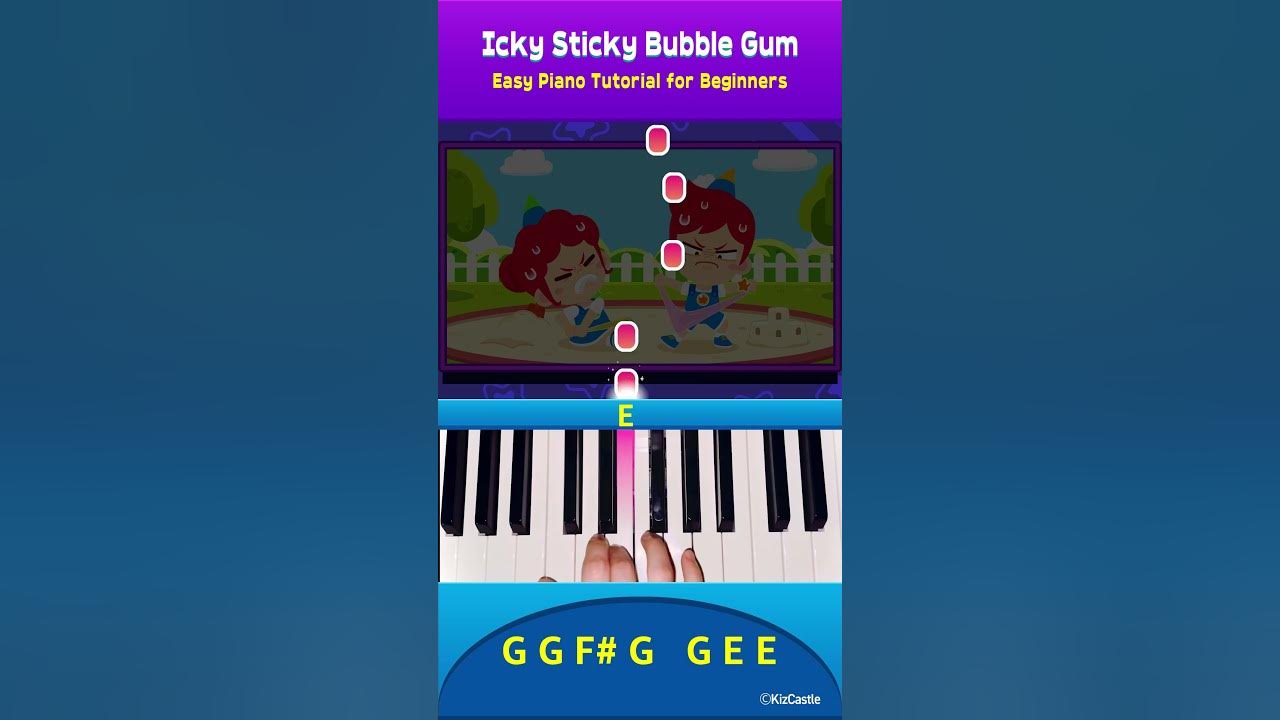 Easy Piano Song for Kids 🎹 | “Icky Sticky Bubble Gum” Game Version Tutorial #JunyTony #piano #shorts