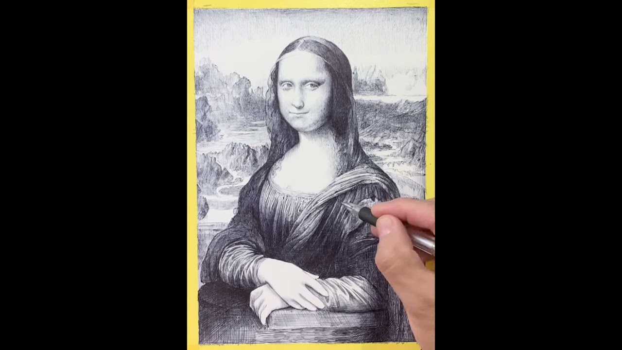 ボールペンで描いたモナリザ模写】 - YouTube