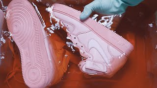 Nike Air Force 1 Mid Pink Dye | How to Customize your Shoes Easy Step by Step Guide! CRAZY ENDING 🍓😍