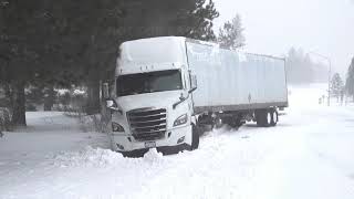 01-27-2021 Weed, CA - Blizzard Aftermath - Tipped Over 18-Wheeler