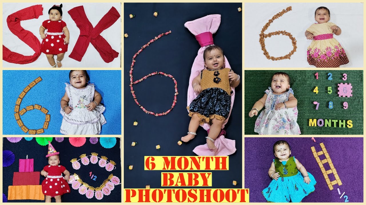 6 month Baby PhotoShoot Ideas at Home,Half birthday photoshoot,DIY monthly baby photo,baby milestone - YouTube