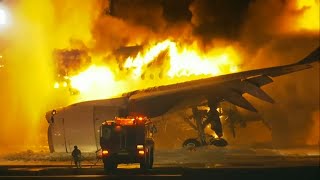 LIVE: Plane bursts into flames at Tokyo airport