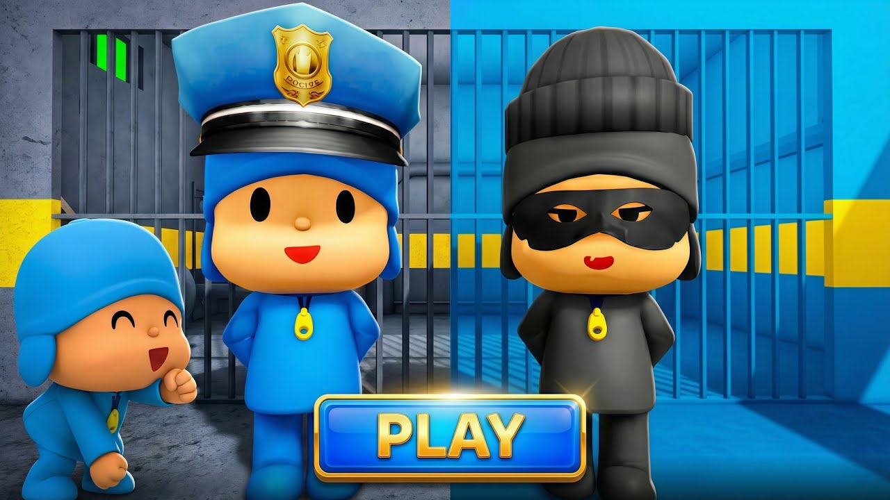 POCOYO POLICE VS THIEF PRISON RUN! 🚨 Roblox Obby Walkthrough No Death 4K