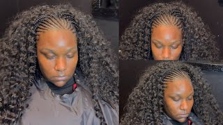 Feed ins with Curly Hair in the Back | Sew in |