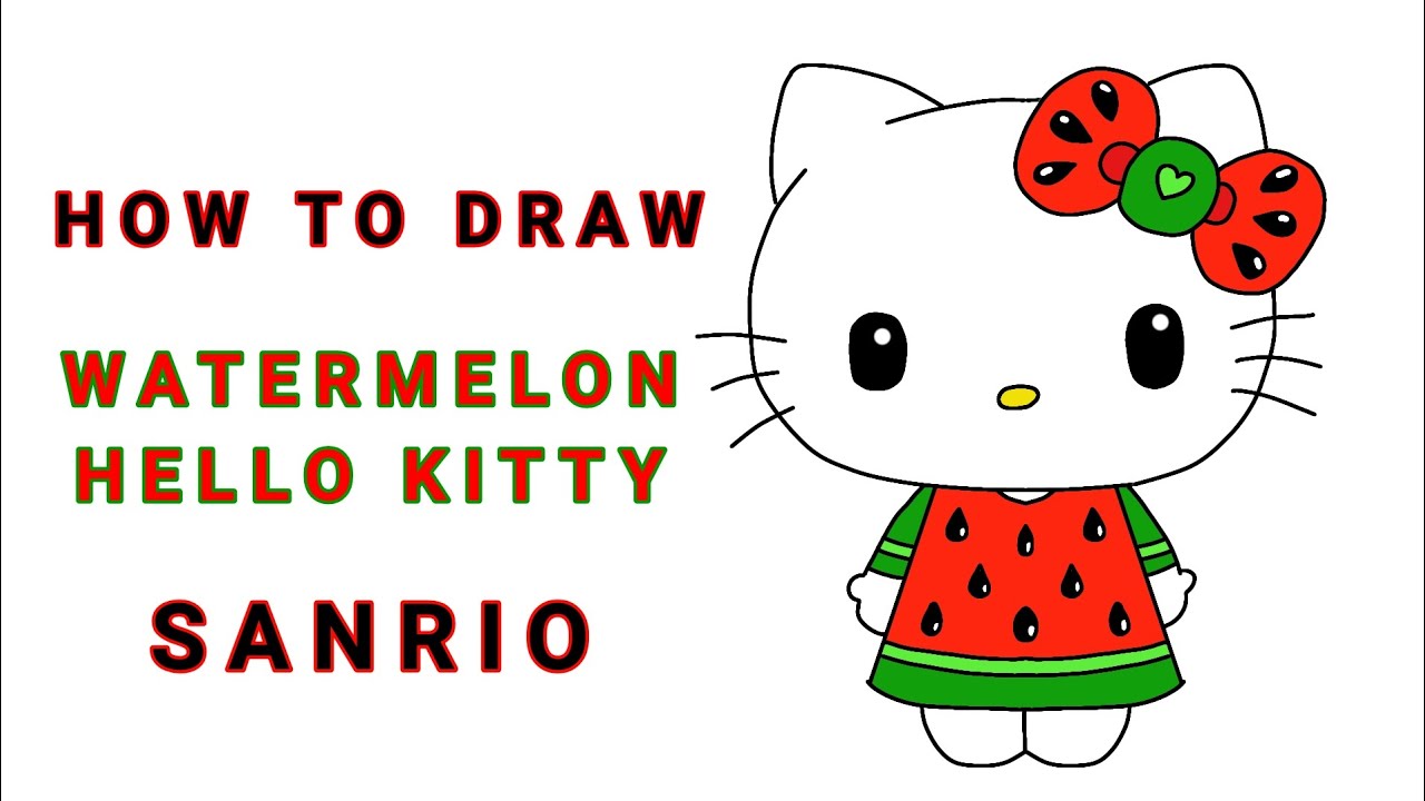 How to draw Watermelon Hello Kitty | Sanrio | Easy step by step ...