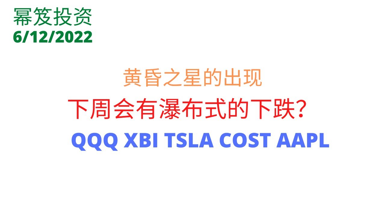 第545期「幂笈投资」黄昏之星的出现 | 预示下周会有瀑布式的下跌？| QQQ XBI TSLA COST AAPL