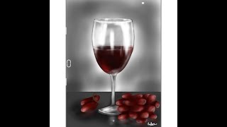 How to draw a glass of wine🍷🍇 realistic | Digital illustration | draw🎨 | still life screenshot 1