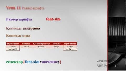 Уроки CSS Урок-11 Размер шрифта
