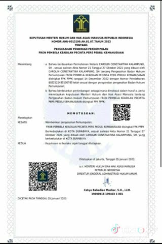 Legalitas Perkumpulan Ormas Fpk Pecinta Pers Surabaya.veteran.Tokoh Bpri Bung Tomo.Raja Pahlawan Sby