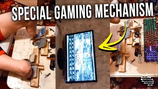 Guy Showcases the Special Mechanism He Designed to Play a PC Game Without a Mouse and a Keyboard