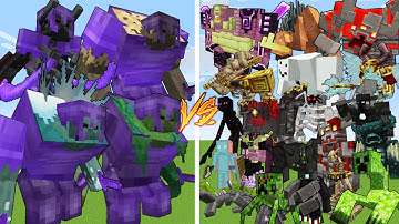 4 Mutants in Enchanted Netherite Armor VS 20 Random Bosses / Minecraft Mob Battle