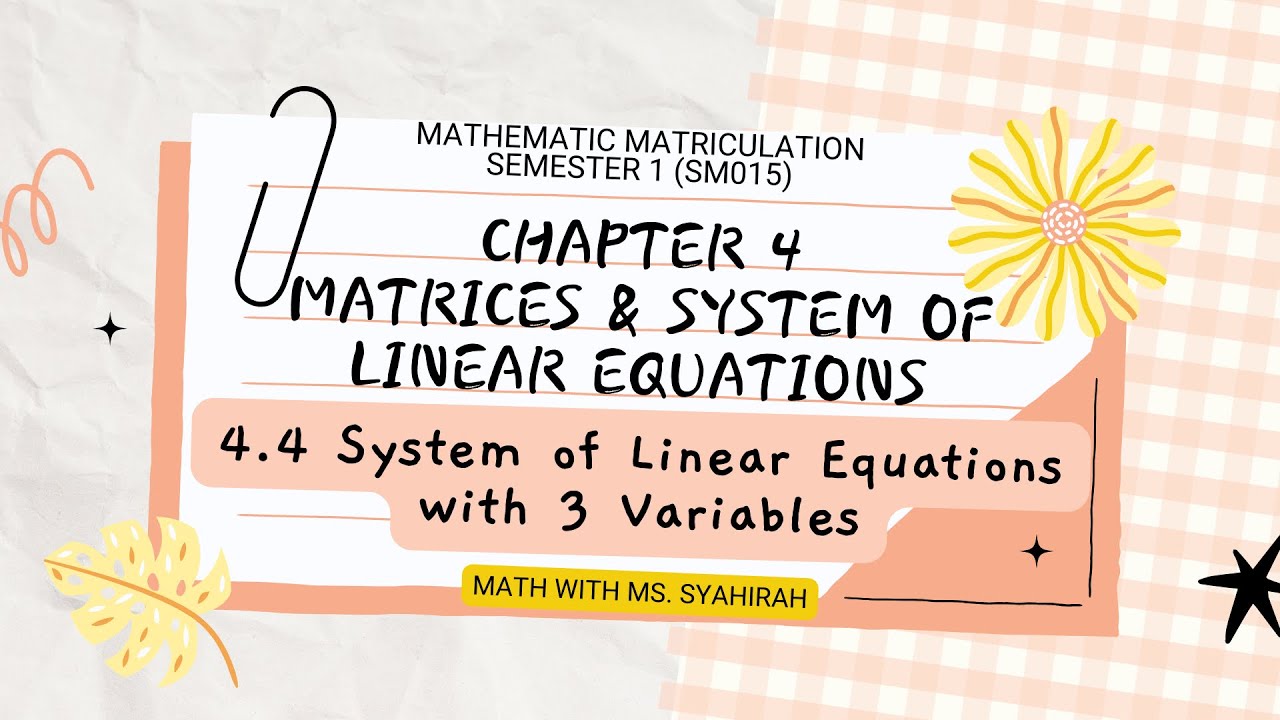 [LO] Chapter 4 | 4.4 System of Linear Equations : Part 2 (SM015) - YouTube