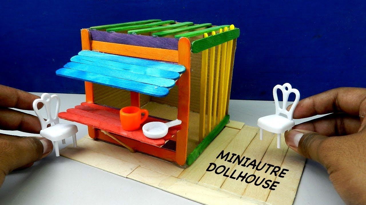 How to Make Miniature Dollhouse From Popsicle Stick 28 DIY & Crafts