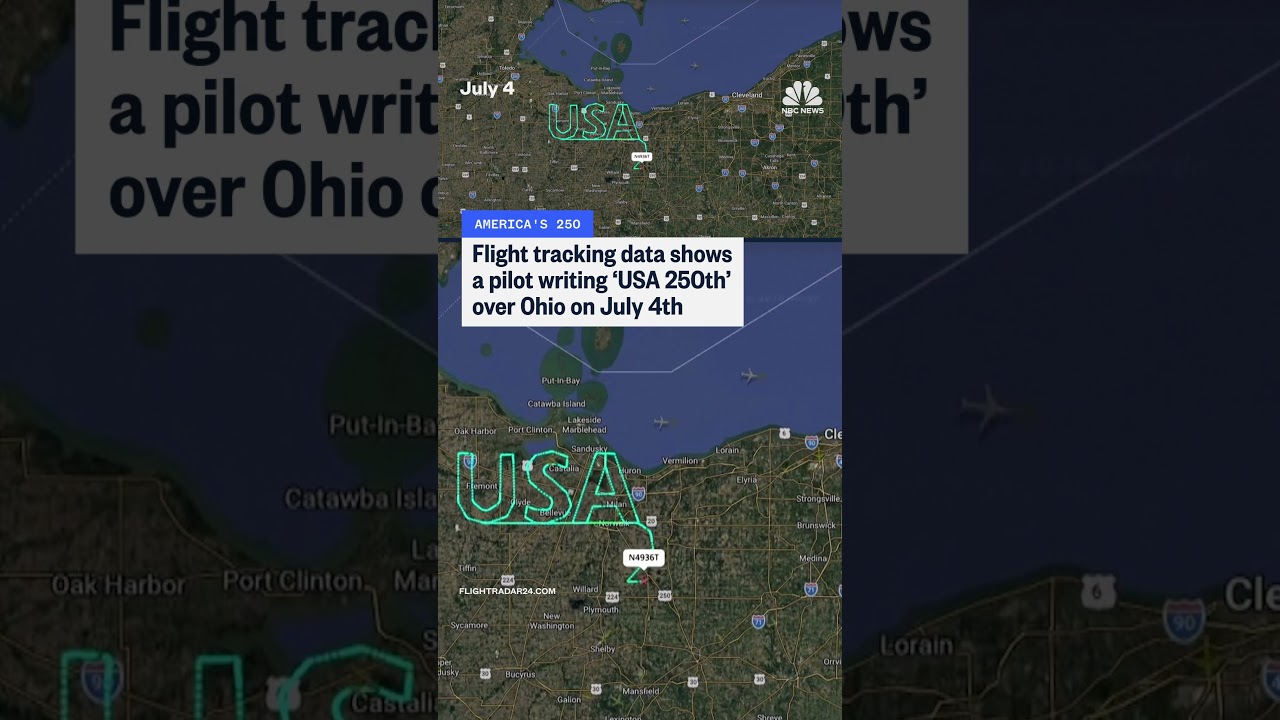 Flight tracking data shows a pilot writing ‘USA 250th’ over Ohio on July 4th Flight tracking data shows a pilot writing ‘USA 250th’ over Ohio on July 4th