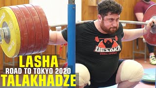 Lasha Talakhadze  heavy weightlifting training: snatch 210 / squat 305