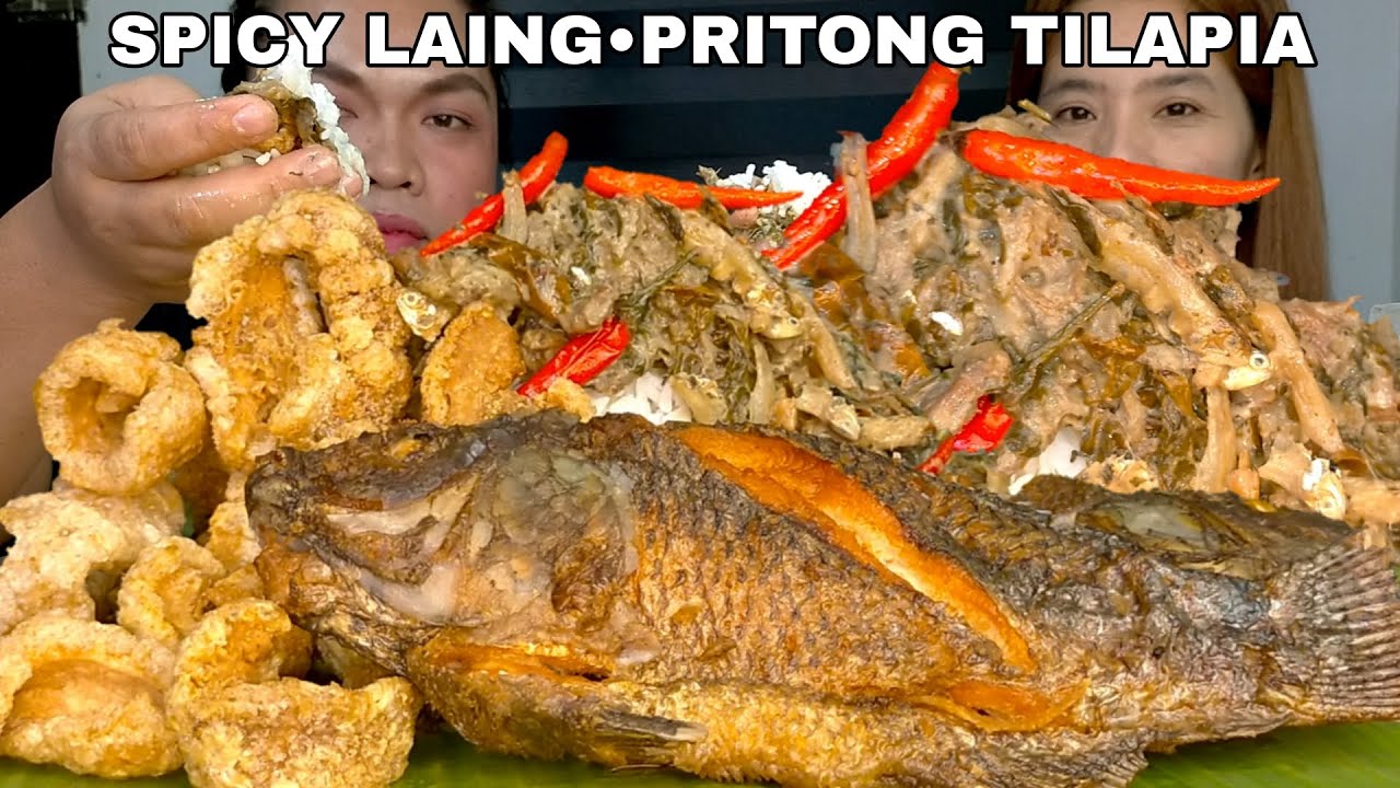 SPICY LAING CHICHARON PRITONG TILAPIA | MUKBANG PHILIPPINES