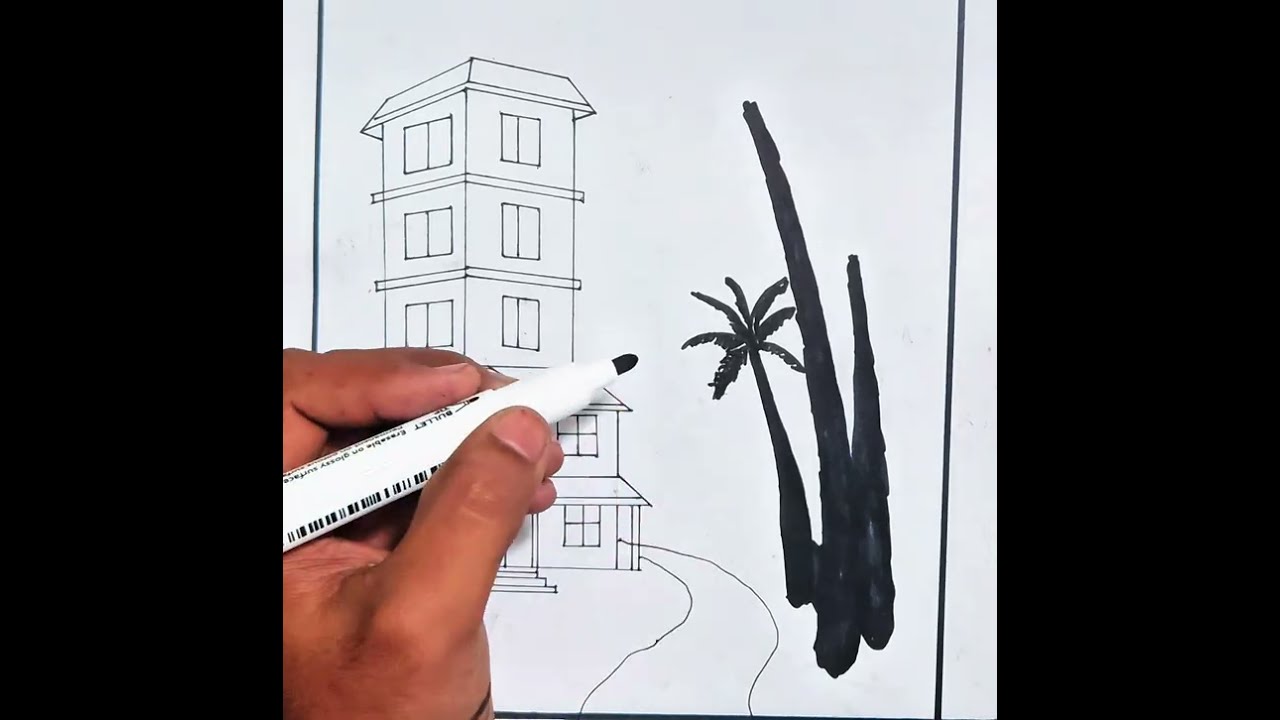 How to draw three story dream house/peaceful nature house