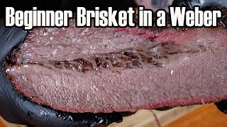 how to smoke brisket in Weber kettle for beginners.