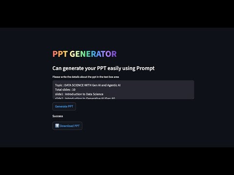 PPT generator using using Prompt Web Application.