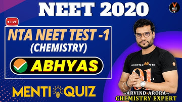 NEET Chemistry MCQ Mock Test Practise #1 Abhyas App | Crash Course NEET 2020 Preparation |Arvind sir