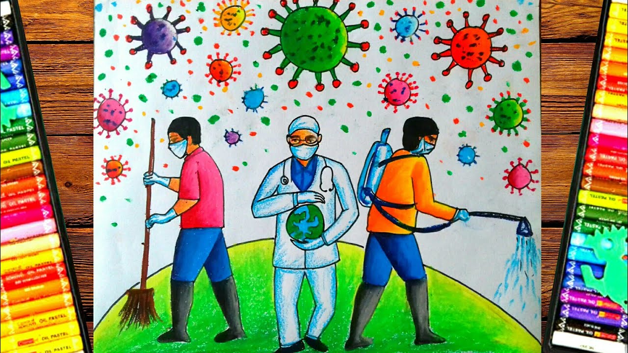 Coronavirus drawing easy||coronavirus awareness painting ...