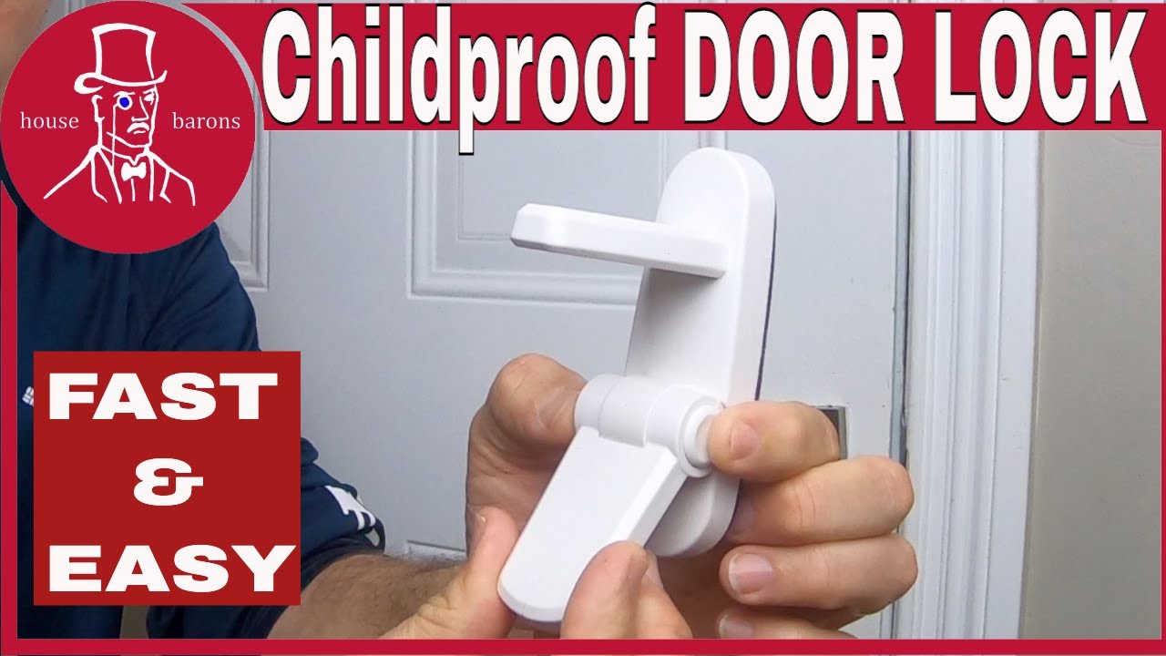 Childproof Door Lever Lock Baby safety locks for doors (2 Pack) Improved  door safety for kids, 3M Adhesive No Drilling Child Safety Door Handle  Lock.