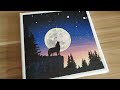 Acrylic painting / Wolf howling / A Wolf in the snow / Easy painting Tutorial #138