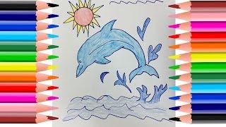 How to coloring pictures for kids Dolphin painting and drawing pages