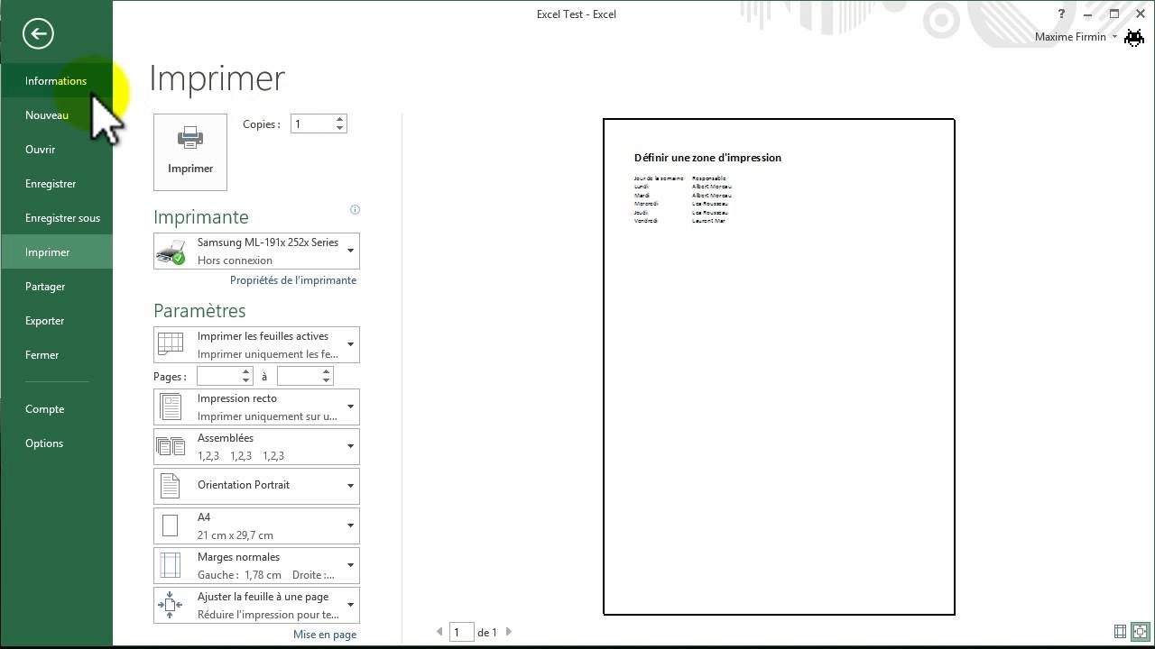 Excel imprimer une feuille de calcul - YouTube