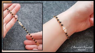 Bileklik Yapımı. Very easy bracelet making for beginners. Beaded bracelet tutorial.