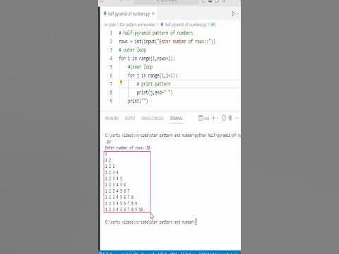 Half Pyramid Pattern of Numbers in Python | Printing Patterns in Python ...