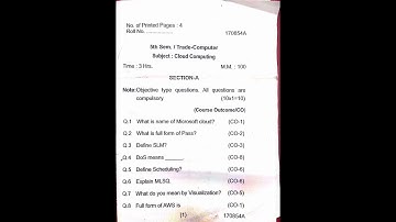 5th sem Trade - Computer | Cloud computing | question paper december 2019 | diploma |