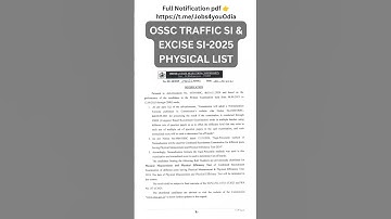 OSSC TRAFFIC SI & EXCISE SI-2025 PHYSICAL LIST #ossc  #police #odishapolice #subinspector #ssc #exam
