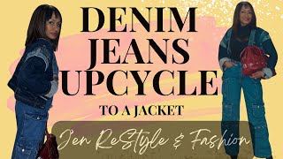 Turn Your Old Denim Jeans Into A Stylish Jacket: Upcycle DIY Tutorial | thrift flip