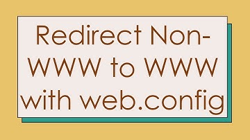 Redirect Non-WWW to WWW with web.config
