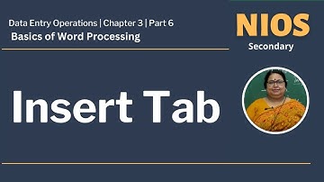 NIOS Secondary - Data Entry Operations  - Chapter - 3 - Basics of Word Processing -