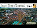 County town of somerset taunton in 4k uby drone
