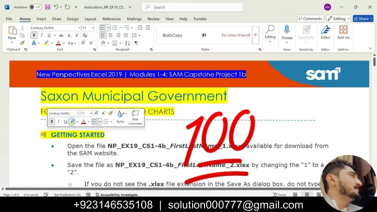 New Perspectives Excel 2019 | Module 1-4: SAM Capstone Project 1b 