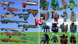 What Cyber Armorer Gun can Defeat the Most Minecraft Boss Mobs in a Row?