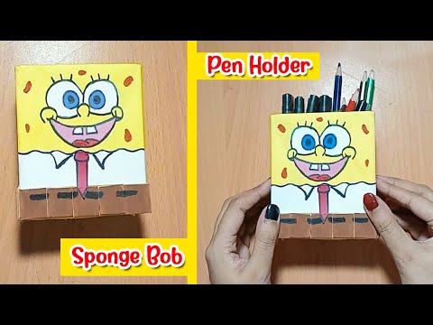 how to make a spongebob pen holder /best out of waste craft tutorial 
