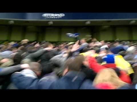Man City v Leicester - 2nd Goal and Leicester fans doing Poznan