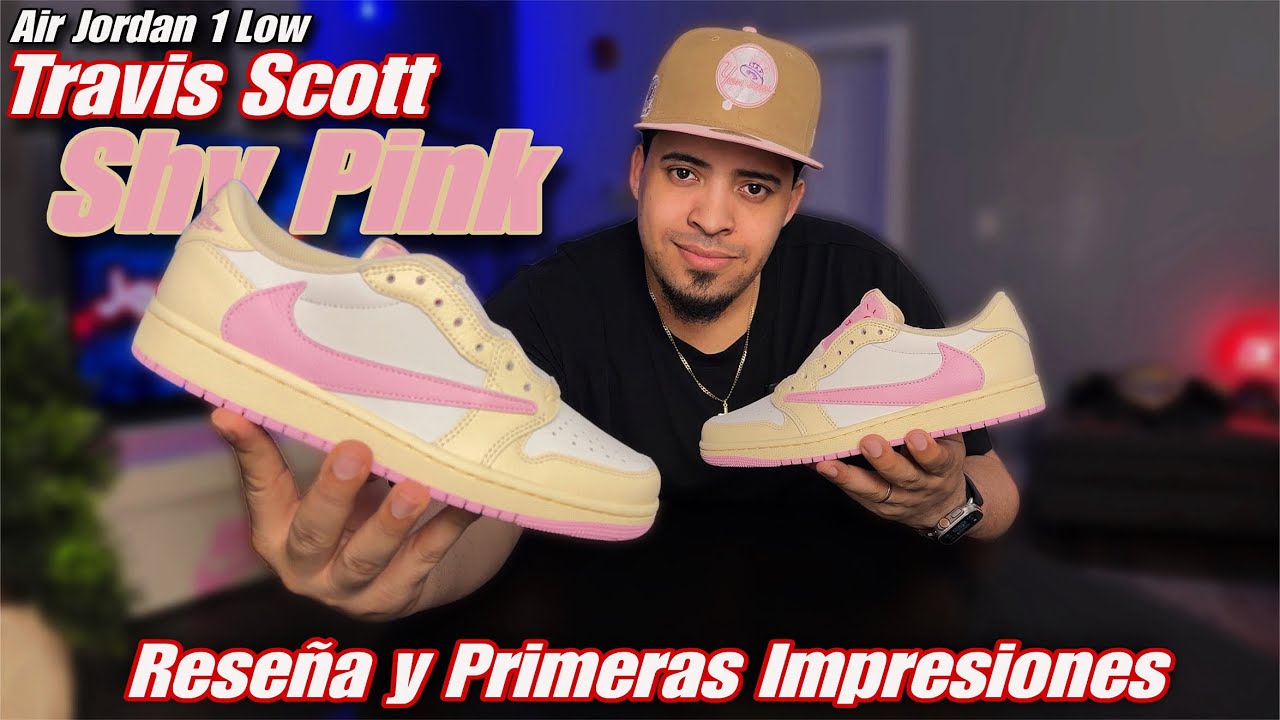 The Travis Scott Jordan 1 Low Shy Pink sneakers are here