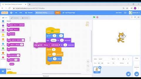 Scratch - Make sprite say, move, & play sound